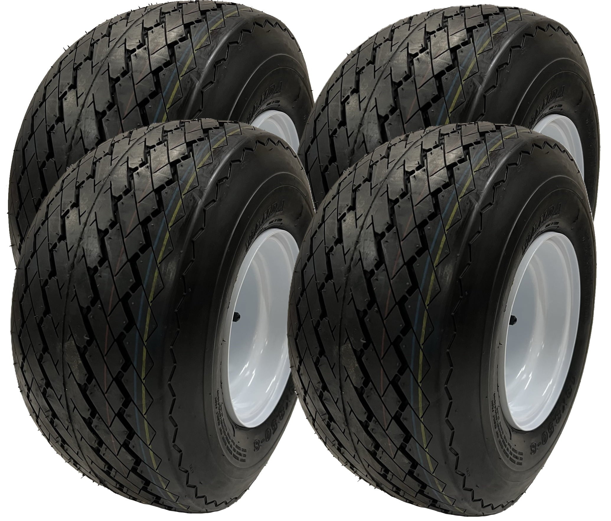 4-Pack 8 18X8.50-8 White Golf Cart Wheels Tires Fit Club Car Yamaha EZGO E-Z-GO