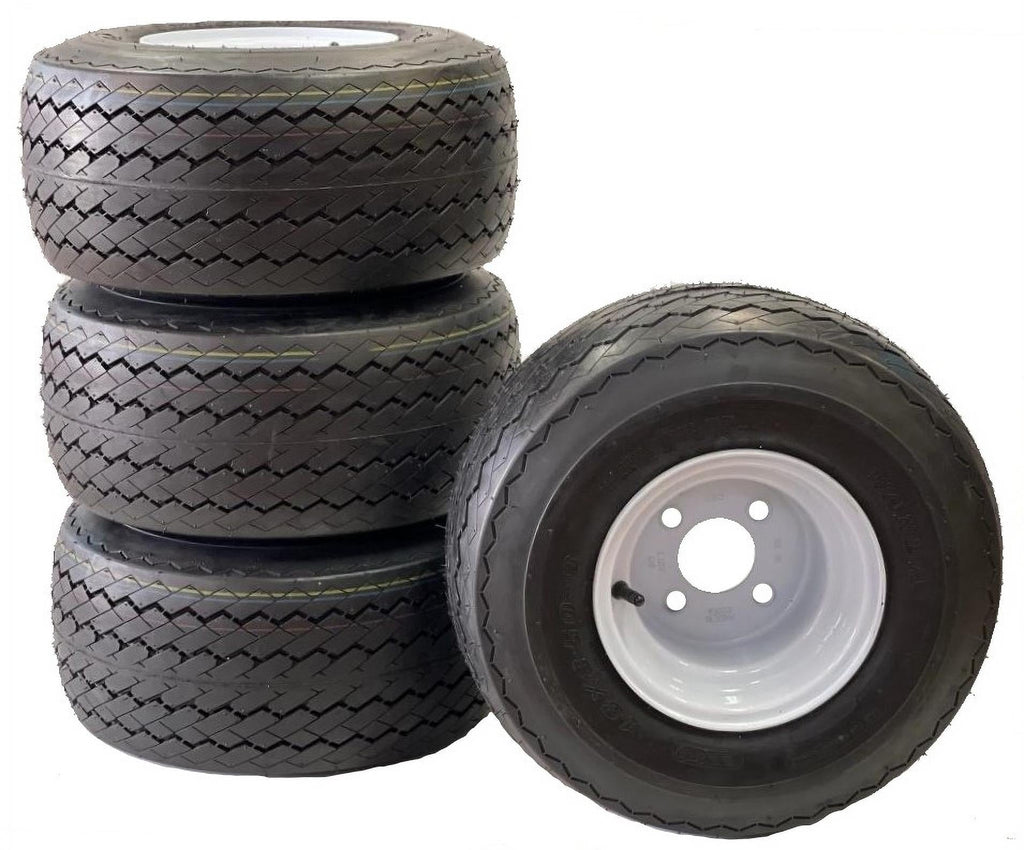 4-Pack 8 18X8.50-8 White Golf Cart Wheels Tires Fit Club Car Yamaha EZGO E-Z-GO