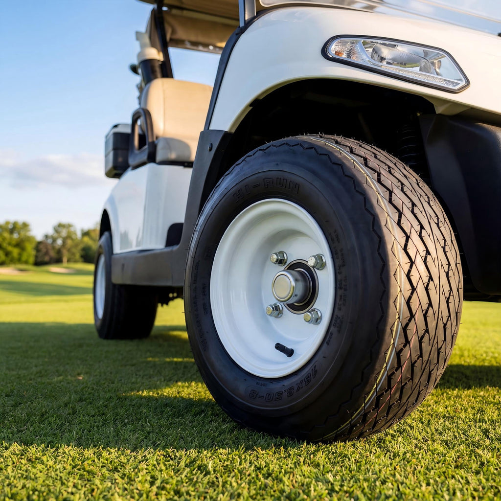 Hi-Run 4 Set SU15 18X8.50-8 4PR Golf Cart Tires Wheel Assembly & 8X7 4 Lugs on 4 PCD White Rim Fits 18X8.5X8, 18X8.5-8