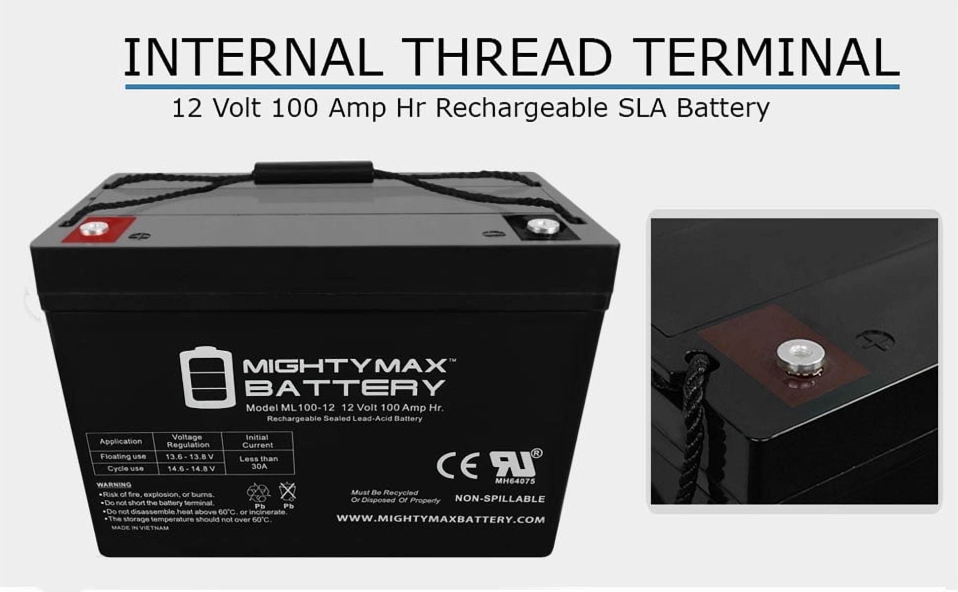 12V 100Ah SLA Battery For Kaddy E-Caddy Golf Cart