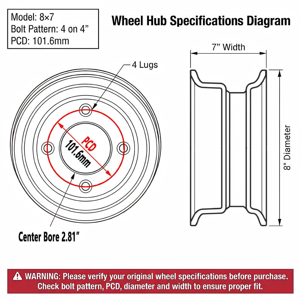 Hi-Run 4 Set SU15 18X8.50-8 4PR Golf Cart Tires Wheel Assembly & 8X7 4 Lugs on 4 PCD White Rim Fits 18X8.5X8, 18X8.5-8
